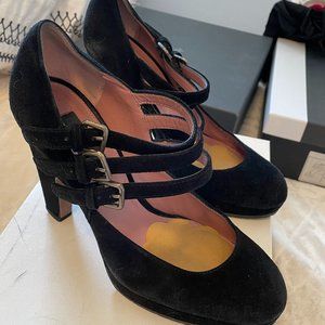 Derek Lam Black Suede Platform Pump: 3 straps